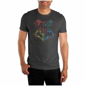 NEW HP Harry Potter Hogwarts Crest Gray Tee T-shirt S Small NIB